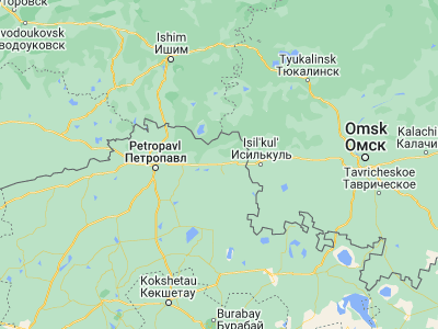 Map showing location of Būlaevo (54.90521, 70.44622)