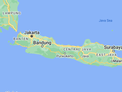 Map showing location of Bulakamba (-6.8748, 108.9559)