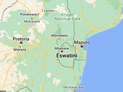 Map showing location of Bulembu (-25.96667, 31.13333)