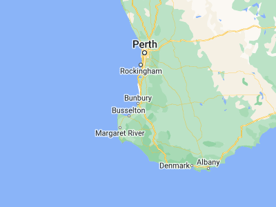 Map showing location of Bunbury (-33.32711, 115.64137)