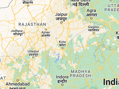 Map showing location of Būndi (25.43855, 75.63735)