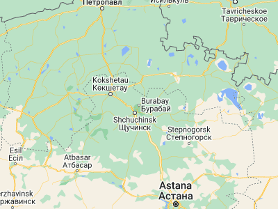 Map showing location of Būrabay (53.08382, 70.31379)