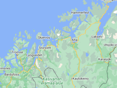 Map showing location of Burfjord (69.93804, 22.05205)