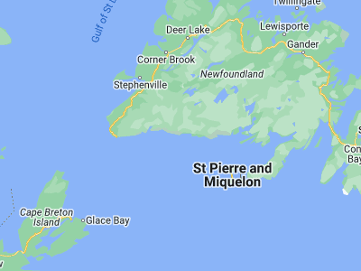 Map showing location of Burgeo (47.61668, -57.61516)