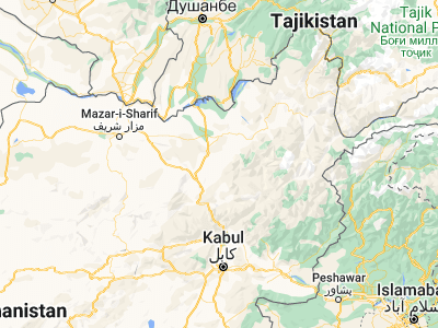 Map showing location of Būrkah (36.22242, 69.15038)