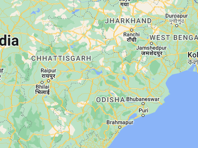 Map showing location of Burla (21.5, 83.86667)