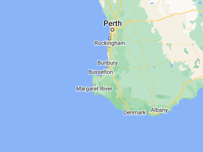 Map showing location of Busselton (-33.65249, 115.3455)