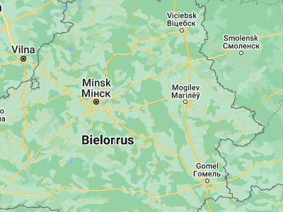 Map showing location of Byerazino (53.8391, 28.9879)