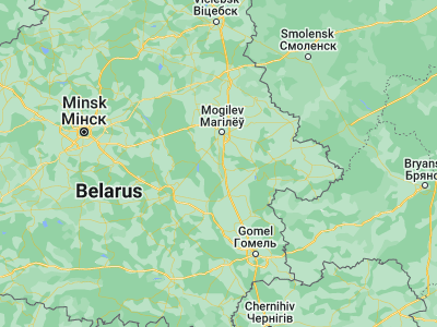 Map showing location of Bykhaw (53.521, 30.2454)