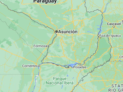 Map showing location of Caapucú (-26.21667, -57.2)