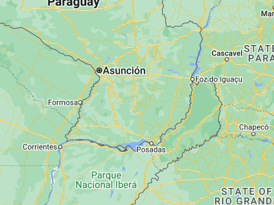 Map showing location of Caazapá (-26.19583, -56.36806)