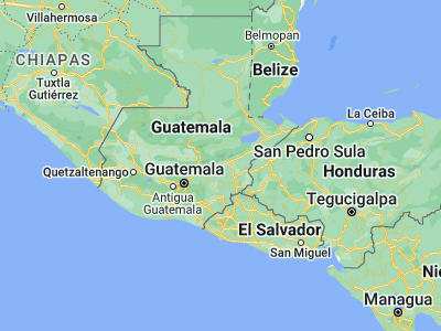 Map showing location of Cabañas (14.93333, -89.8)
