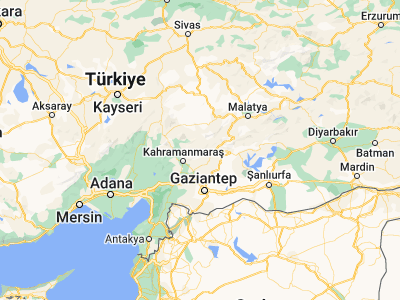 Map showing location of Çağlayancerit (37.74959, 37.29622)