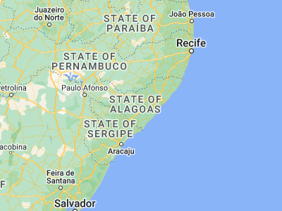 Map showing location of Cajueiro (-9.71667, -36.45)