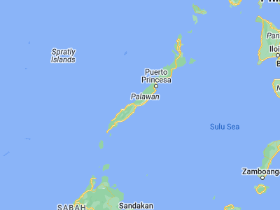 Map showing location of Calatugas (9.16898, 118.2235)