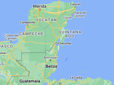 Map showing location of Calderitas (18.55532, -88.25532)