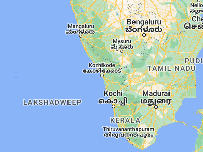 Map showing location of Calicut (11.25, 75.76667)
