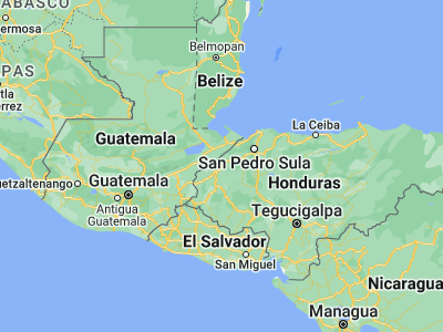 Map showing location of Callejones (15.16667, -88.65)