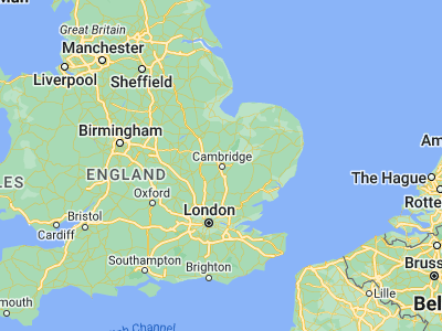 Map showing location of Cambridge (52.2, 0.11667)