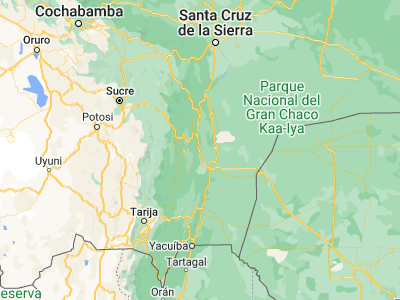 Map showing location of Camiri (-20.05, -63.51667)