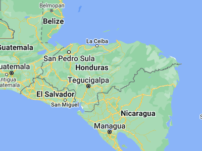Map showing location of Campamento (14.55, -86.65)