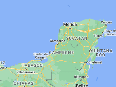 Map showing location of Campeche (19.85, -90.53333)