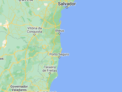 Map showing location of Canavieiras (-15.675, -38.94722)