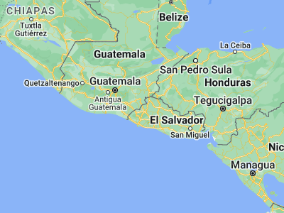 Map showing location of Candelaria de La Frontera (14.11667, -89.65)
