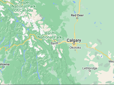 Map showing location of Canmore (51.08335, -115.35206)