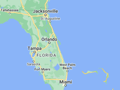 Map showing location of Cape Canaveral (28.40584, -80.60477)