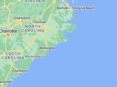 Map showing location of Cape Carteret (34.69155, -77.063)