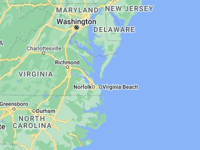 Map showing location of Cape Charles (37.26792, -76.01743)