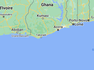Map showing location of Cape Coast (5.10535, -1.2466)