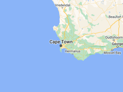 Map showing location of Cape Town (-33.92584, 18.42322)