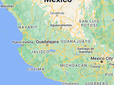 Map showing location of Capilla de Guadalupe (20.82739, -102.59185)