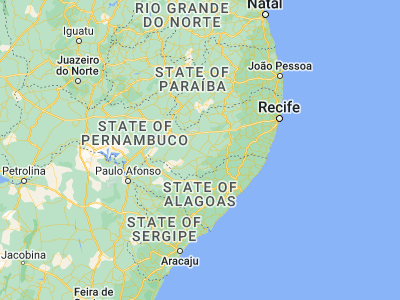 Map showing location of Capoeiras (-8.73472, -36.62667)
