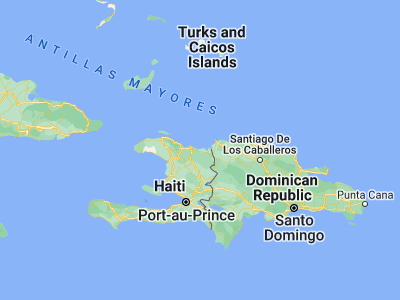 Map showing location of Caracol (19.69083, -72.01611)