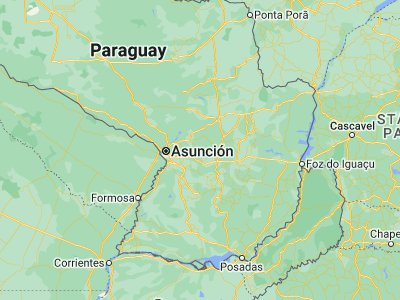 Map showing location of Caraguatay (-25.23333, -56.81667)