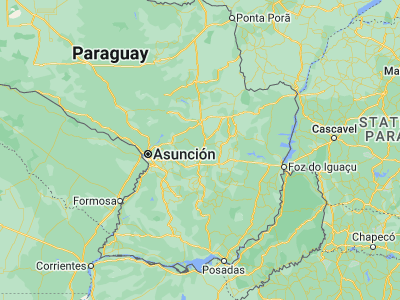 Map showing location of Carayaó (-25.18333, -56.4)