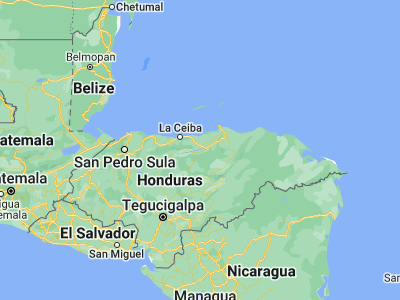 Map showing location of Carbajales (15.51667, -86.35)
