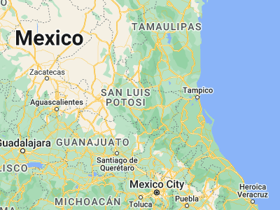 Map showing location of Cárdenas (22, -99.66667)