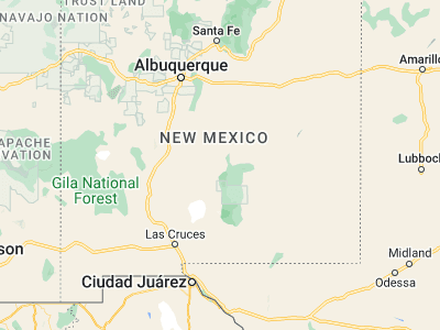 Map showing location of Carrizozo (33.64174, -105.87721)
