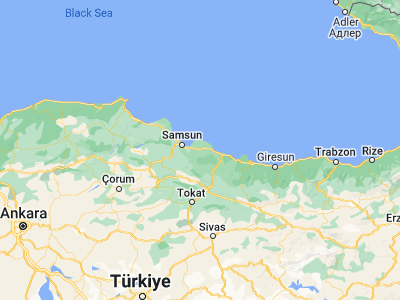 Map showing location of Çarşamba (41.19889, 36.72194)
