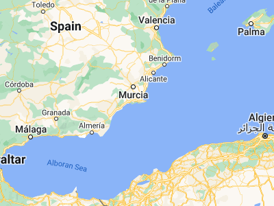 Map showing location of Cartagena (37.60512, -0.98623)