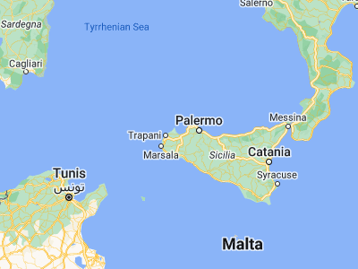 Map showing location of Castellammare del Golfo (38.01885, 12.88584)