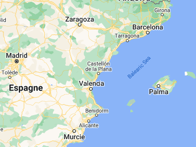 Map showing location of Castelló de la Plana (39.98333, -0.03333)