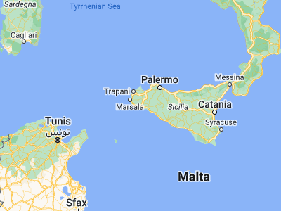 Map showing location of Castelvetrano (37.68264, 12.79164)