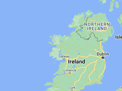 Map showing location of Castlebar (53.85, -9.3)