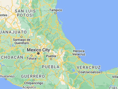 Map showing location of Caxhuacán (20.06667, -97.6)