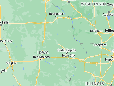 Map showing location of Cedar Falls (42.52776, -92.44547)